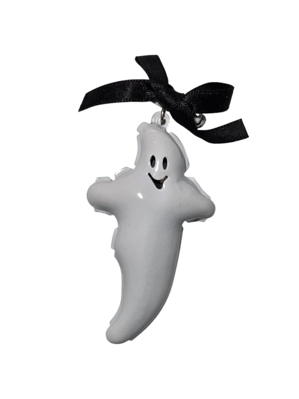 Halloween Ghost Enamel Lapel Pin Black Bow Accent Cute Spooky Season Accessories